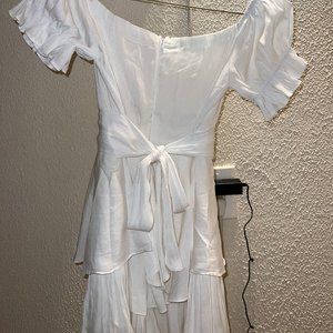 White Off the Shoulder Tie Back Romper